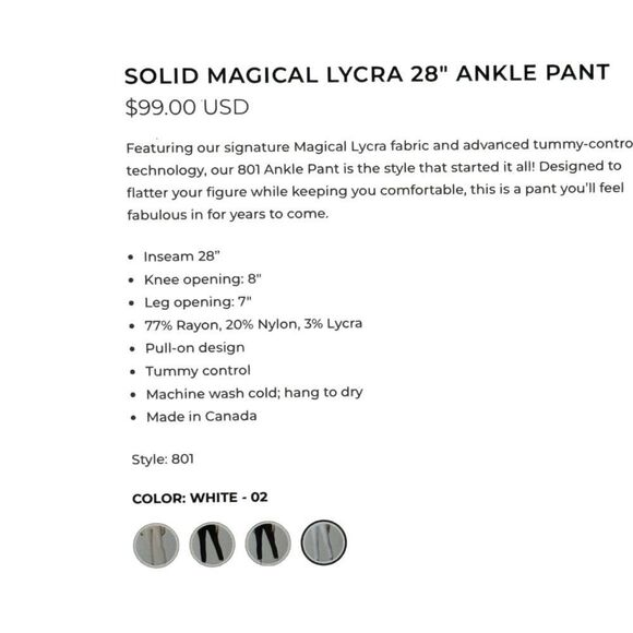 LISETTE L Solid Magical Lycra Ankle Pants. - Picture 5 of 6